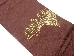 金駒銀駒刺繍枝に抽象模様名古屋帯